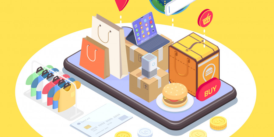 Smart Shopping Isometric Composition
